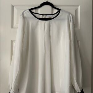 Calvin Klein White Blouse with Black Accents NWT